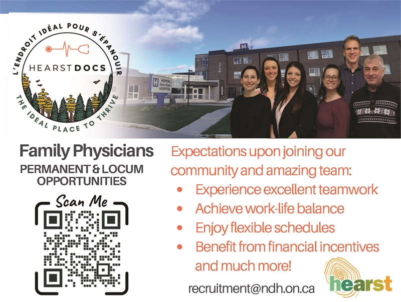 Display ad for Hearst Docs advertising for permanent and locum family physician opportunities